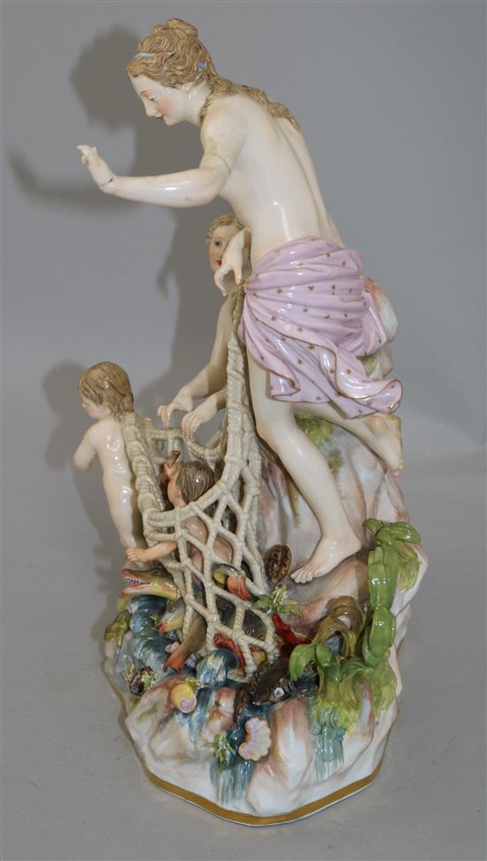 A large Meissen group of the Capture of the Tritons, height 30.5cm, damage